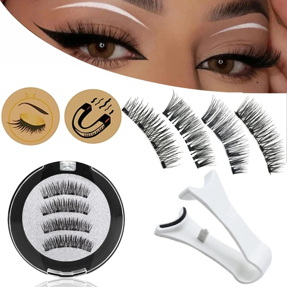 4pcs Magnetic Long Lashes Set with Applicator