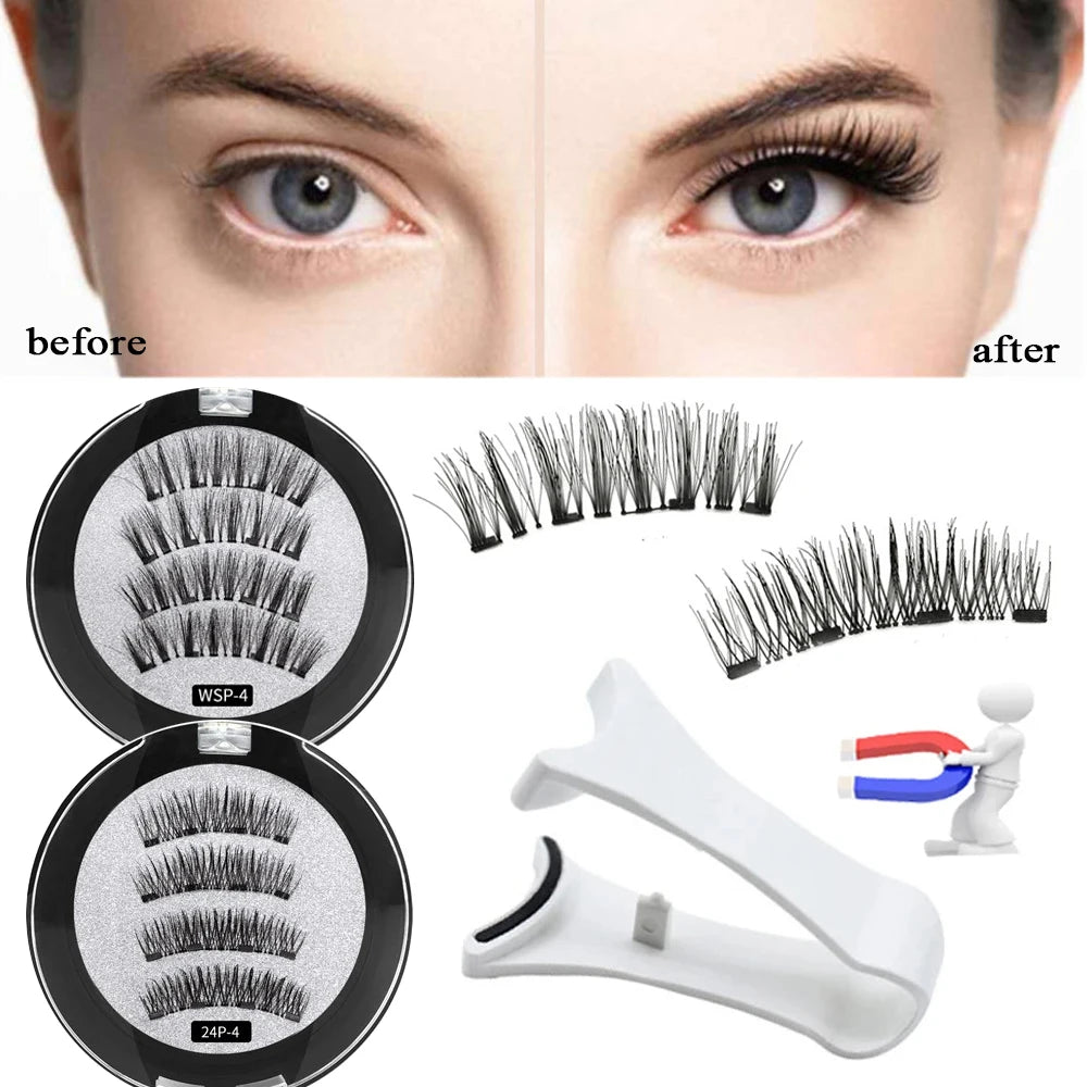 4pcs Magnetic Long Lashes Set with Applicator